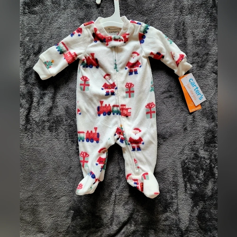 NWT Carter's Just One You Baby Santa Workshop Sleep & Play footed fleece pajama